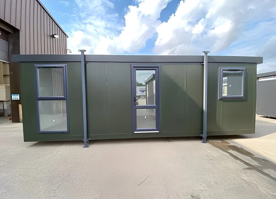 24ft jackleg site cabin installed on a worksite