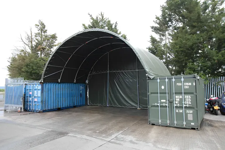 20 x 20ft Container Shelter (6 x 6m) with Closed Back Panel