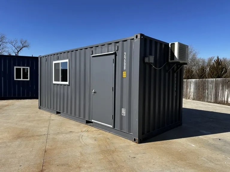 20ft x 20ft Slate Gray Shiplap Shipping Container Office Minisplit