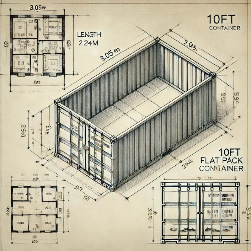 10ft Flat Pack Containers