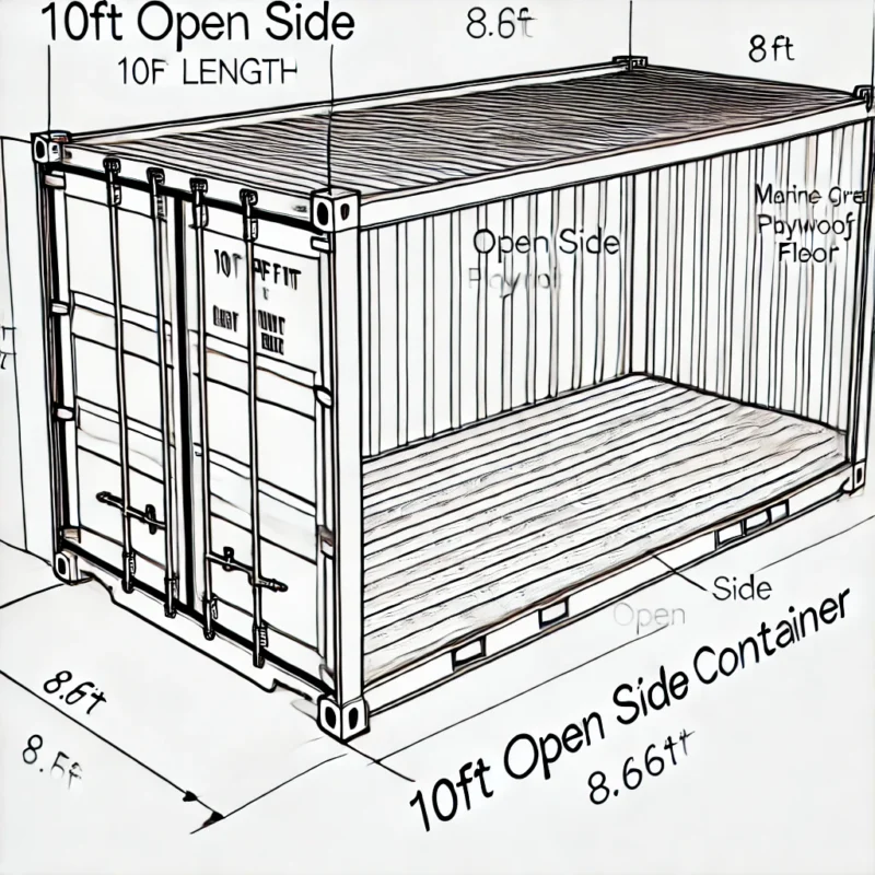 durable 10ft open side container for easy loading