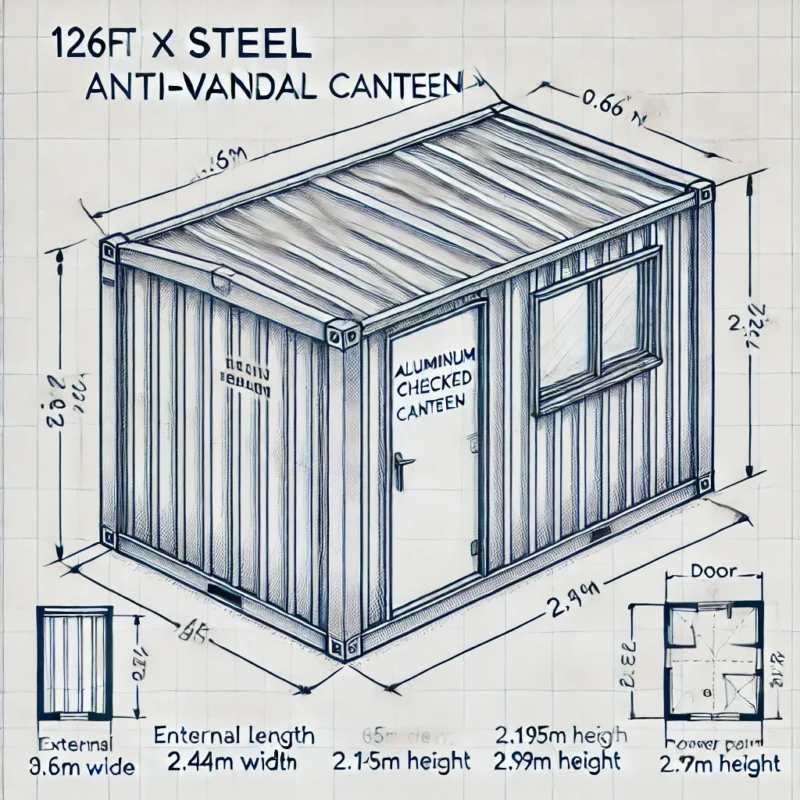 Steel mess room with secure shutters