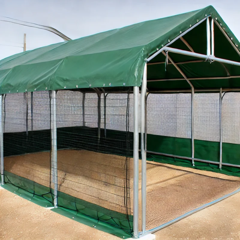 Green PVC livestock shelter