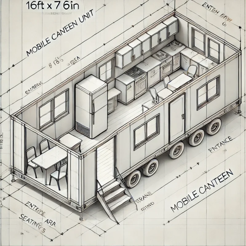 Portable mobile canteen with steel construction