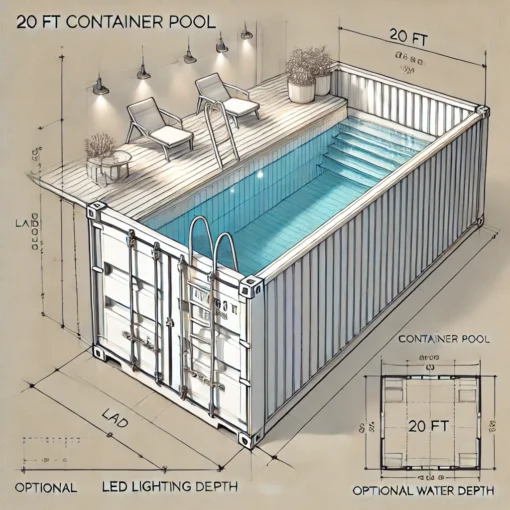 Portable shipping container pool for events