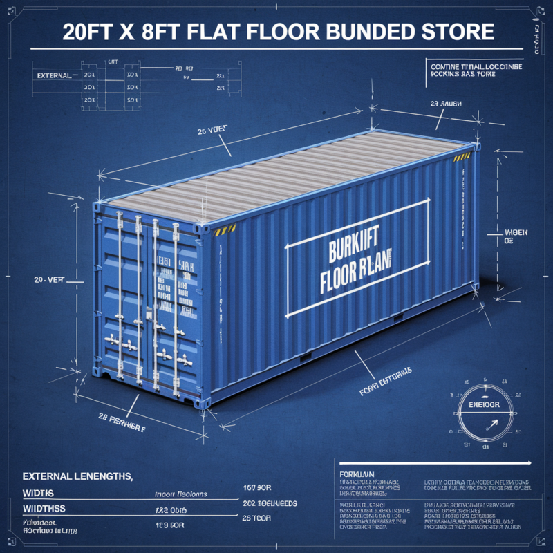 Flat floor bunded container for hazardous storage