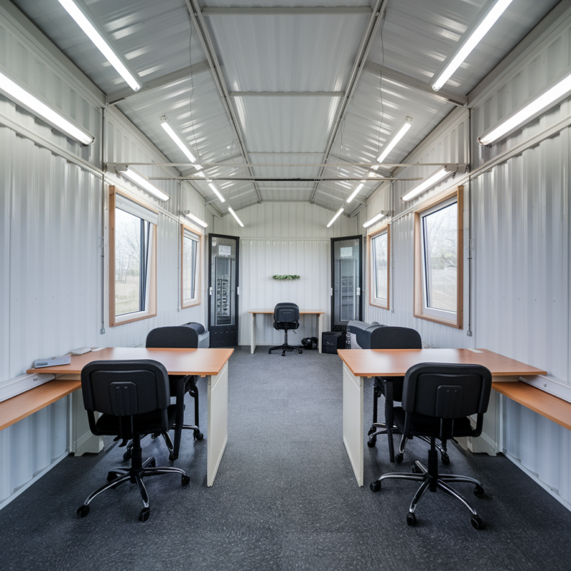 Secure steel office with insulated walls and power points